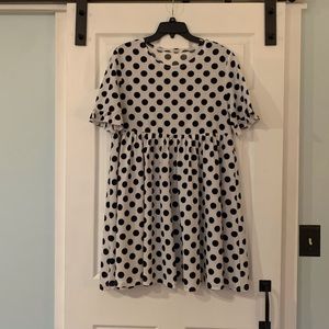 White with black polka dot tunic / mini dress